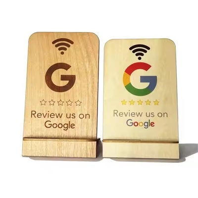 Googleレビュー NFC 木製スタンド ディスプレイ ビジネスレビュー スマート NFC レストラン用 木製スタンド Wifi接続
